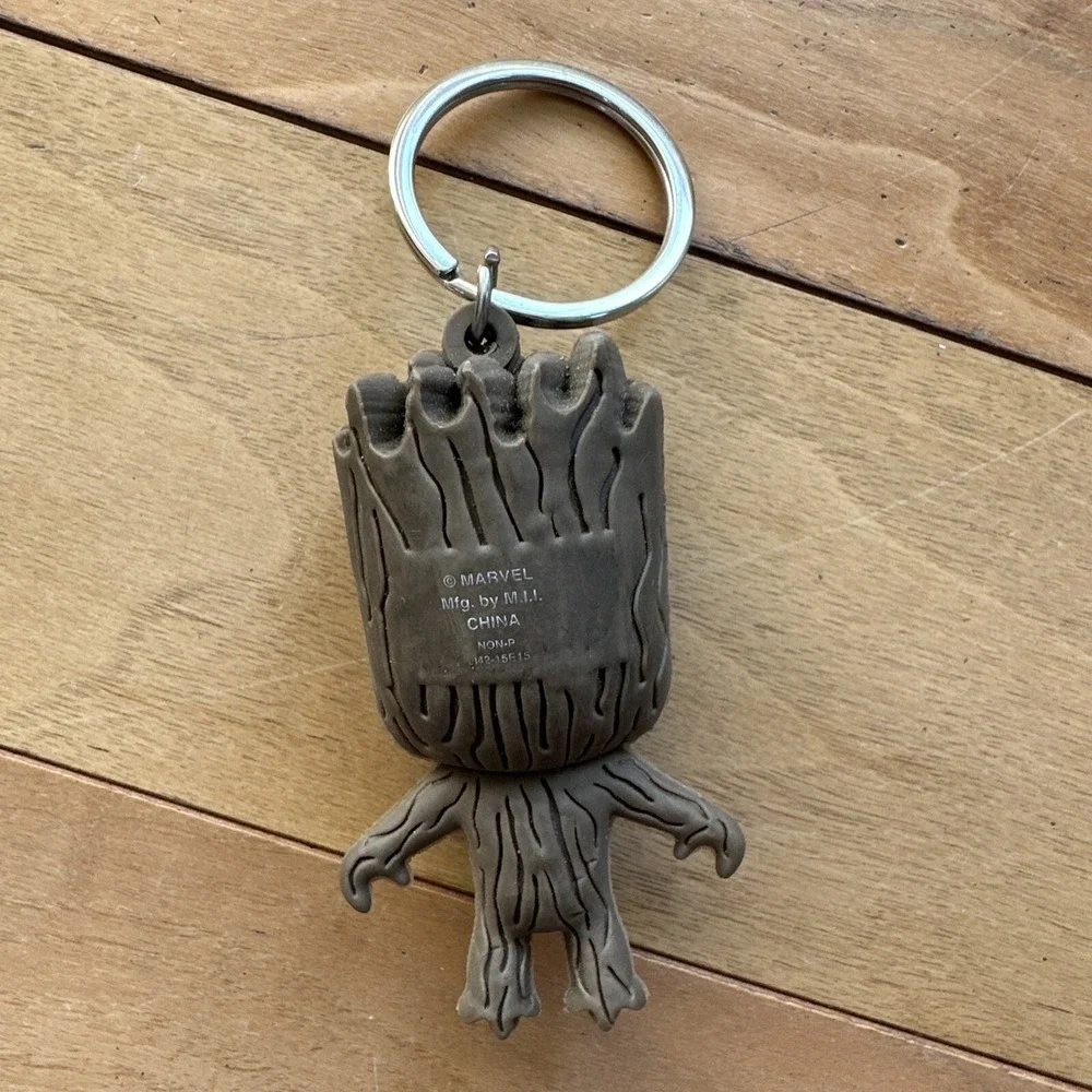 Marvel Groot Keychain Unisex OS Brown Rubber 3D Figure Guardians of the Galaxy